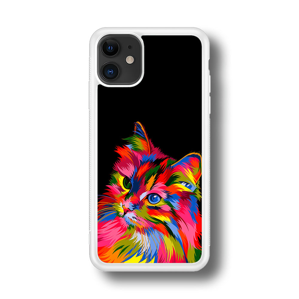 Cat Colorful Art Painting iPhone 11 Case-Phone Case-Rubber White (2D Case)-Altracase