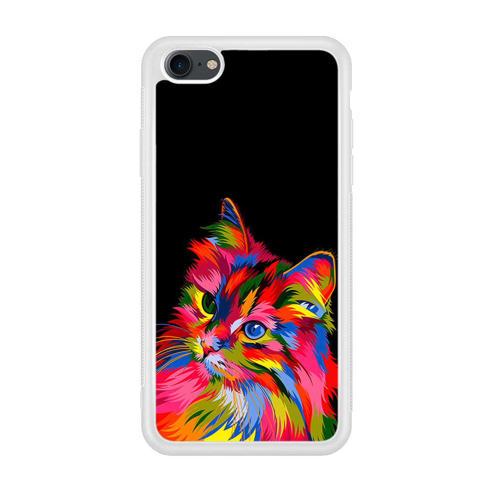Cat Colorful Art Painting iPhone 7 Case-Phone Case-Rubber White (2D Case)-Altracase