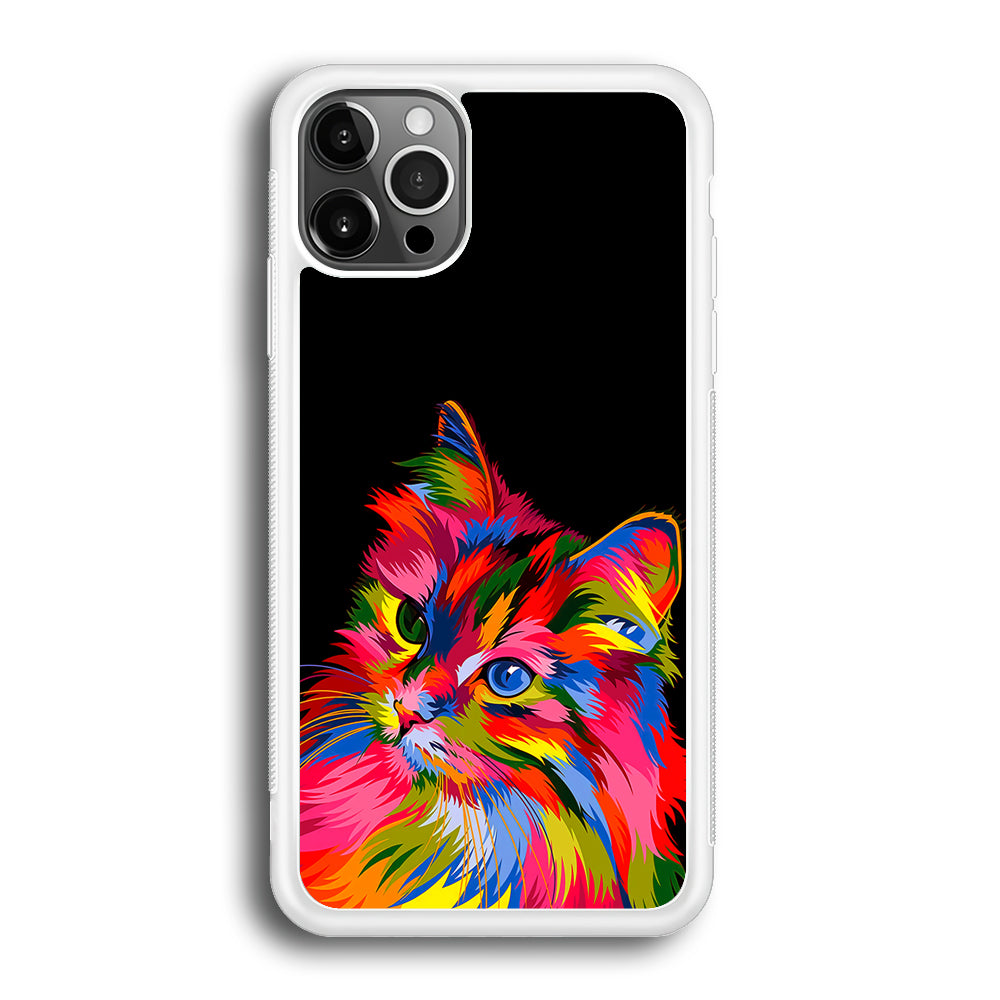 Cat Colorful Art Painting iPhone 12 Pro Max Case-Phone Case-Rubber White (2D Case)-Altracase