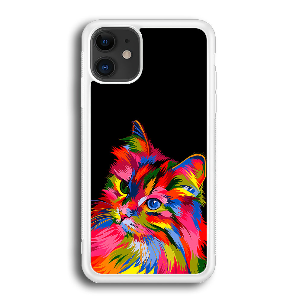 Cat Colorful Art Painting iPhone 12 Case-Phone Case-Rubber White (2D Case)-Altracase