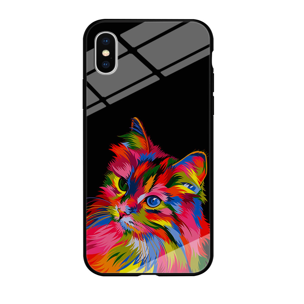 Cat Colorful Art Painting iPhone Xs Case-Phone Case-Tempered Glass Case-Altracase