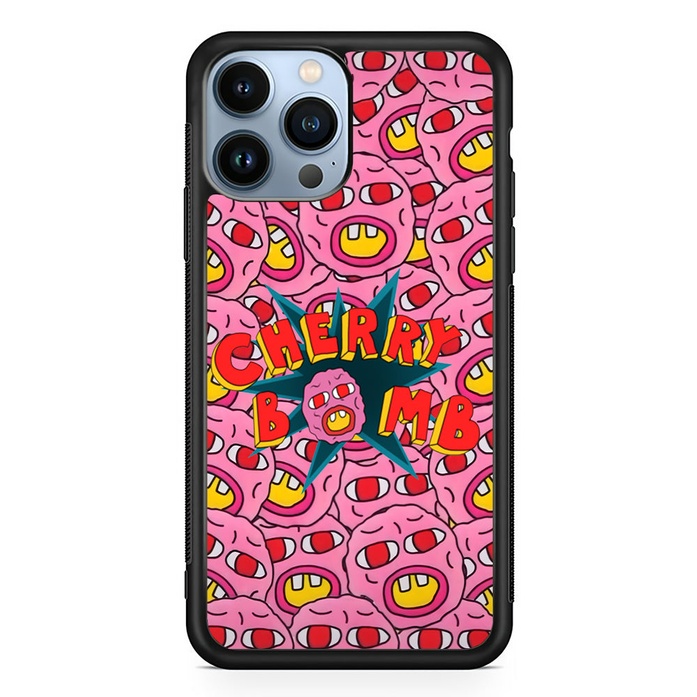 Cherry Bomb Face Sticker iPhone 15 Pro Max Case-Phone Case-Rubber Black (2D Case)-Altracase