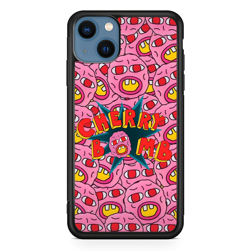Cherry Bomb Face Sticker iPhone 13 Case-Phone Case-Rubber Black (2D Case)-Altracase