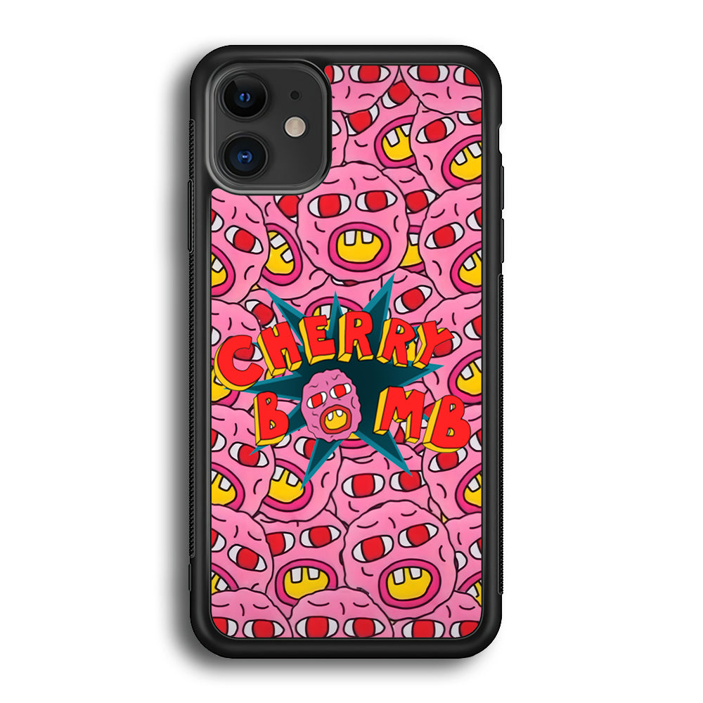 Cherry Bomb Face Sticker iPhone 12 Case-Phone Case-Rubber Black (2D Case)-Altracase