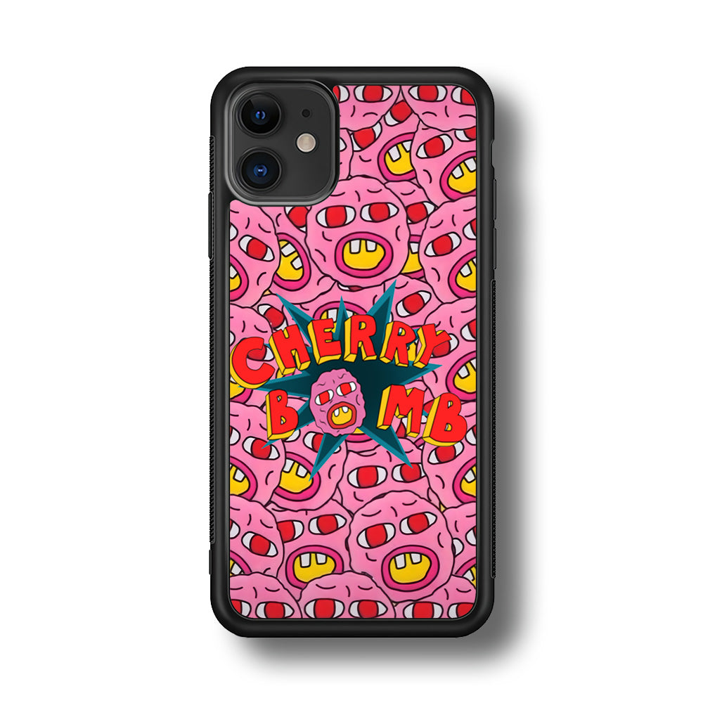 Cherry Bomb Face Sticker iPhone 11 Case-Phone Case-Rubber Black (2D Case)-Altracase