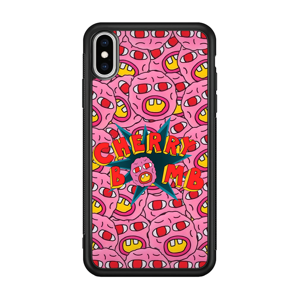 Cherry Bomb Face Sticker iPhone Xs Case-Phone Case-Rubber Black (2D Case)-Altracase