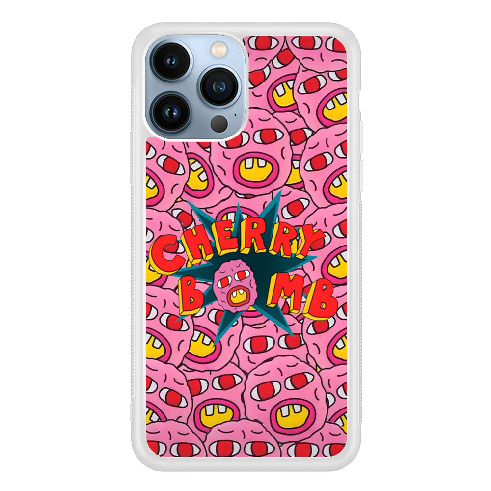 Cherry Bomb Face Sticker iPhone 15 Pro Max Case-Phone Case-Rubber White (2D Case)-Altracase