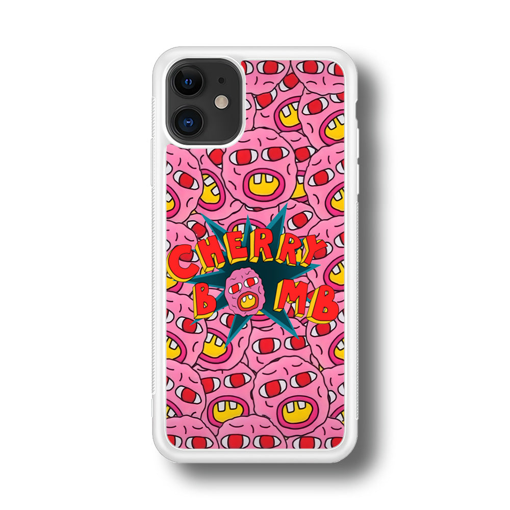 Cherry Bomb Face Sticker iPhone 11 Case-Phone Case-Rubber White (2D Case)-Altracase
