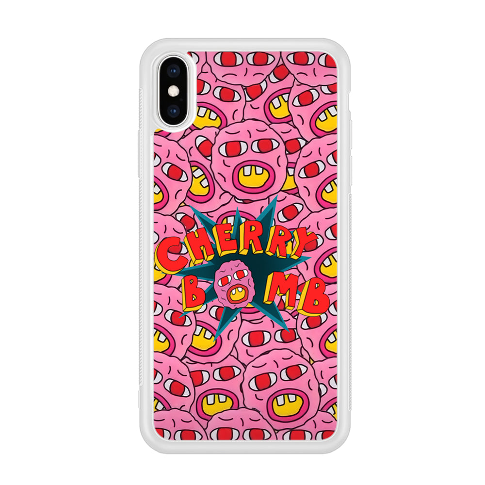 Cherry Bomb Face Sticker iPhone Xs Case-Phone Case-Rubber White (2D Case)-Altracase