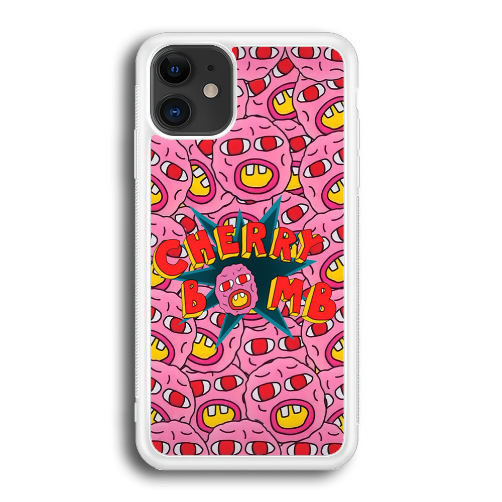 Cherry Bomb Face Sticker iPhone 12 Case-Phone Case-Rubber White (2D Case)-Altracase