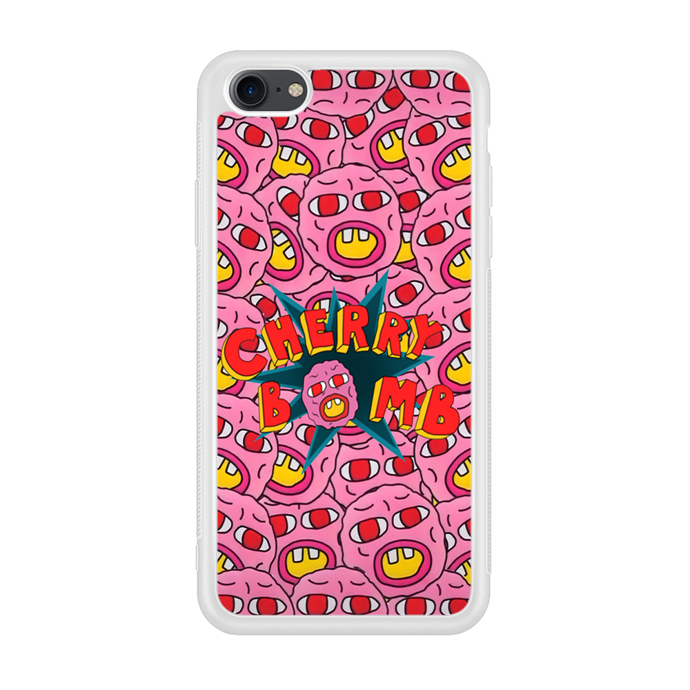 Cherry Bomb Face Sticker iPhone 7 Case-Phone Case-Rubber White (2D Case)-Altracase