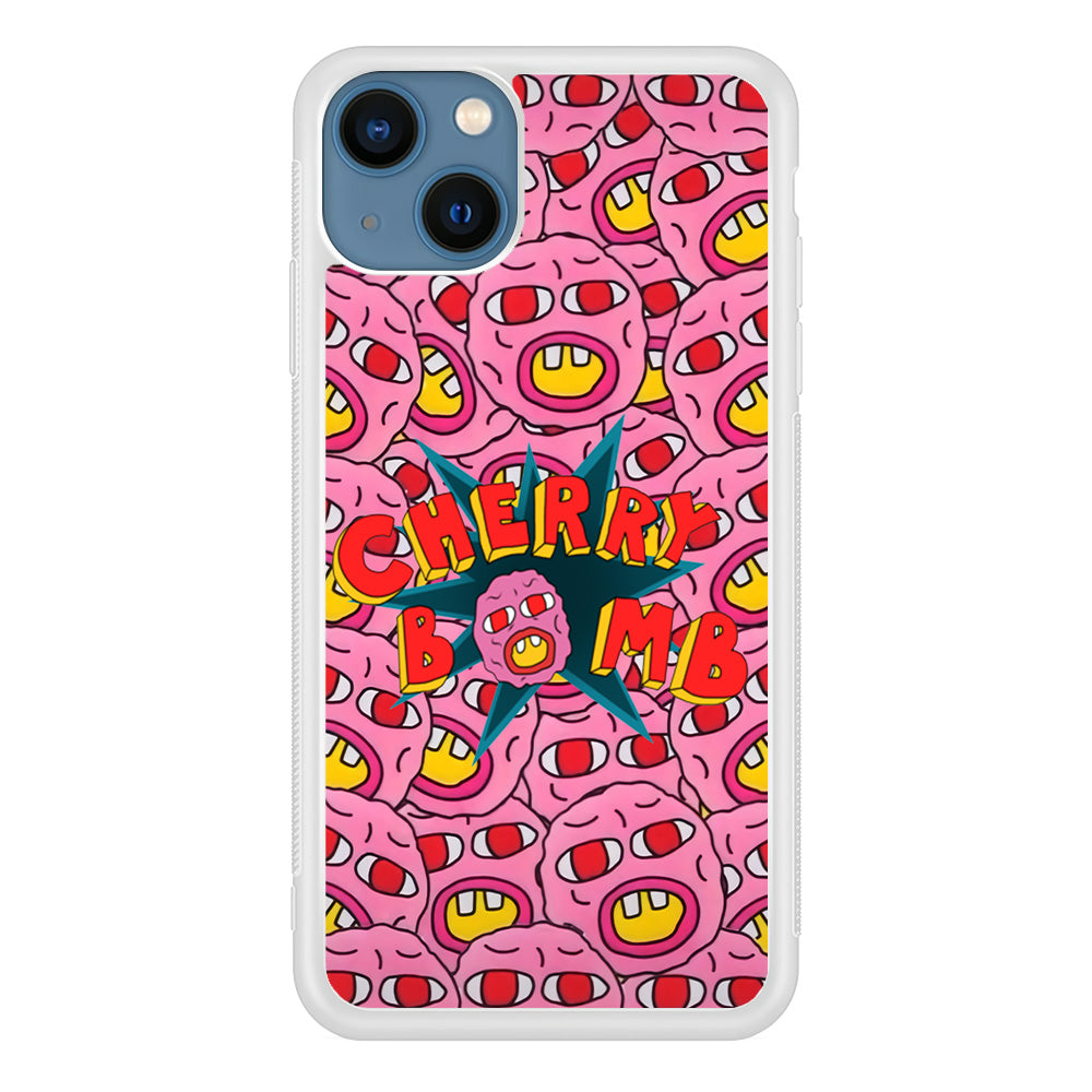 Cherry Bomb Face Sticker iPhone 13 Case-Phone Case-Rubber White (2D Case)-Altracase