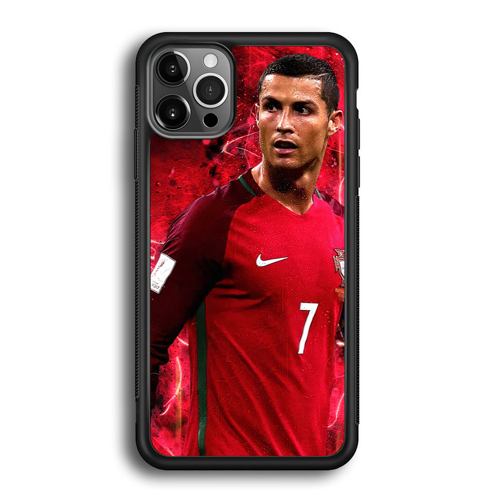 Cristiano Ronaldo Red Aesthetic iPhone 12 Pro Max Case-Phone Case-Rubber Black (2D Case)-Altracase