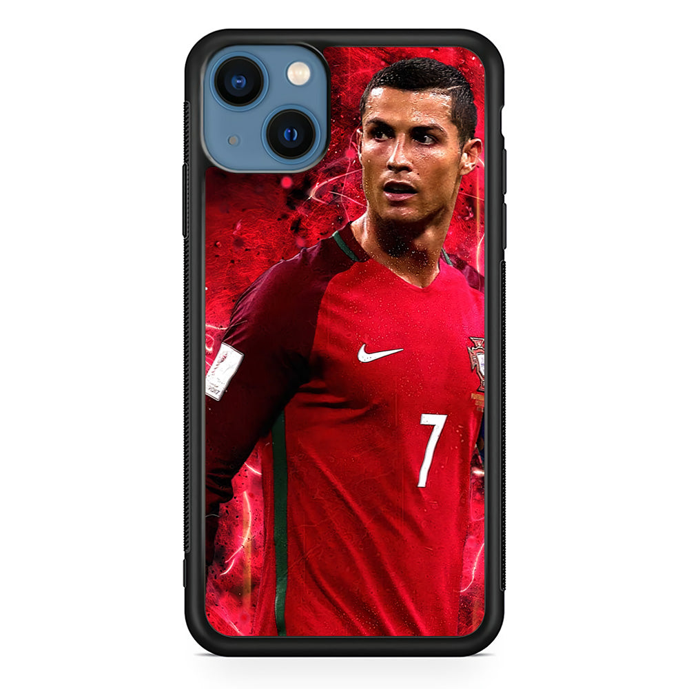 Cristiano Ronaldo Red Aesthetic iPhone 13 Mini Case-Phone Case-Rubber Black (2D Case)-Altracase