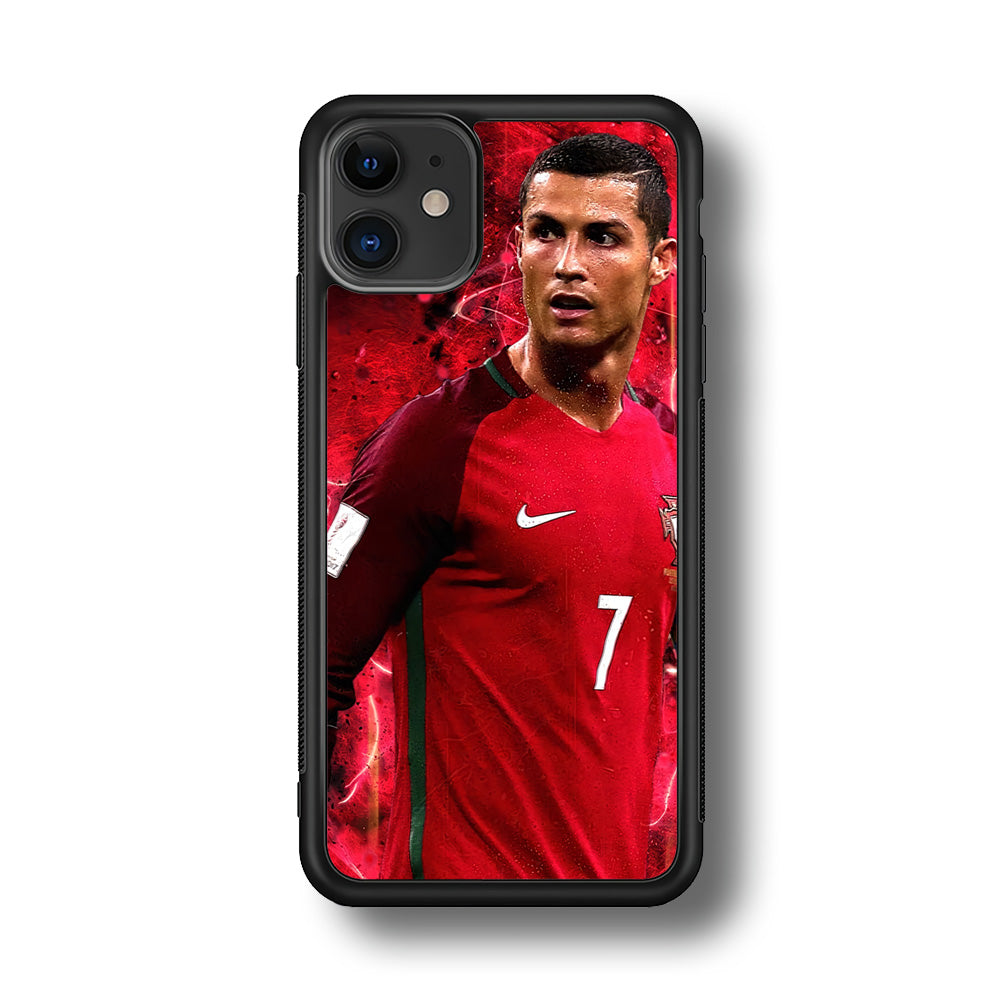 Cristiano Ronaldo Red Aesthetic iPhone 11 Case-Phone Case-Rubber Black (2D Case)-Altracase