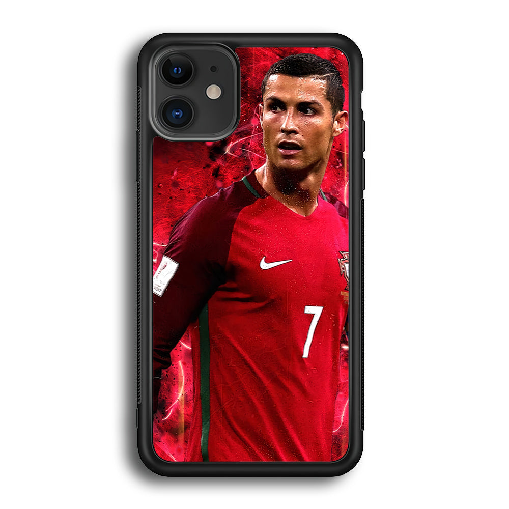 Cristiano Ronaldo Red Aesthetic iPhone 12 Case-Phone Case-Rubber Black (2D Case)-Altracase
