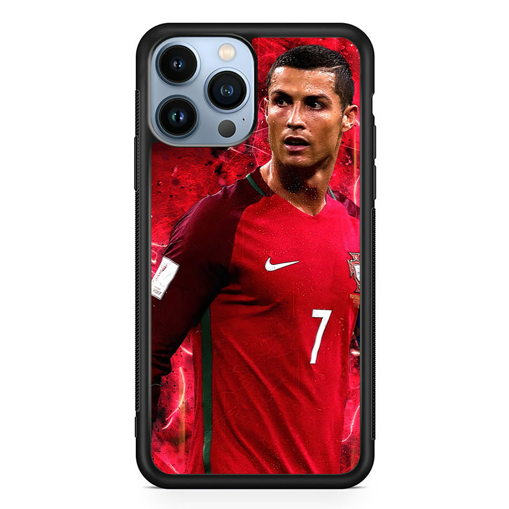 Cristiano Ronaldo Red Aesthetic iPhone 15 Pro Case-Phone Case-Rubber Black (2D Case)-Altracase