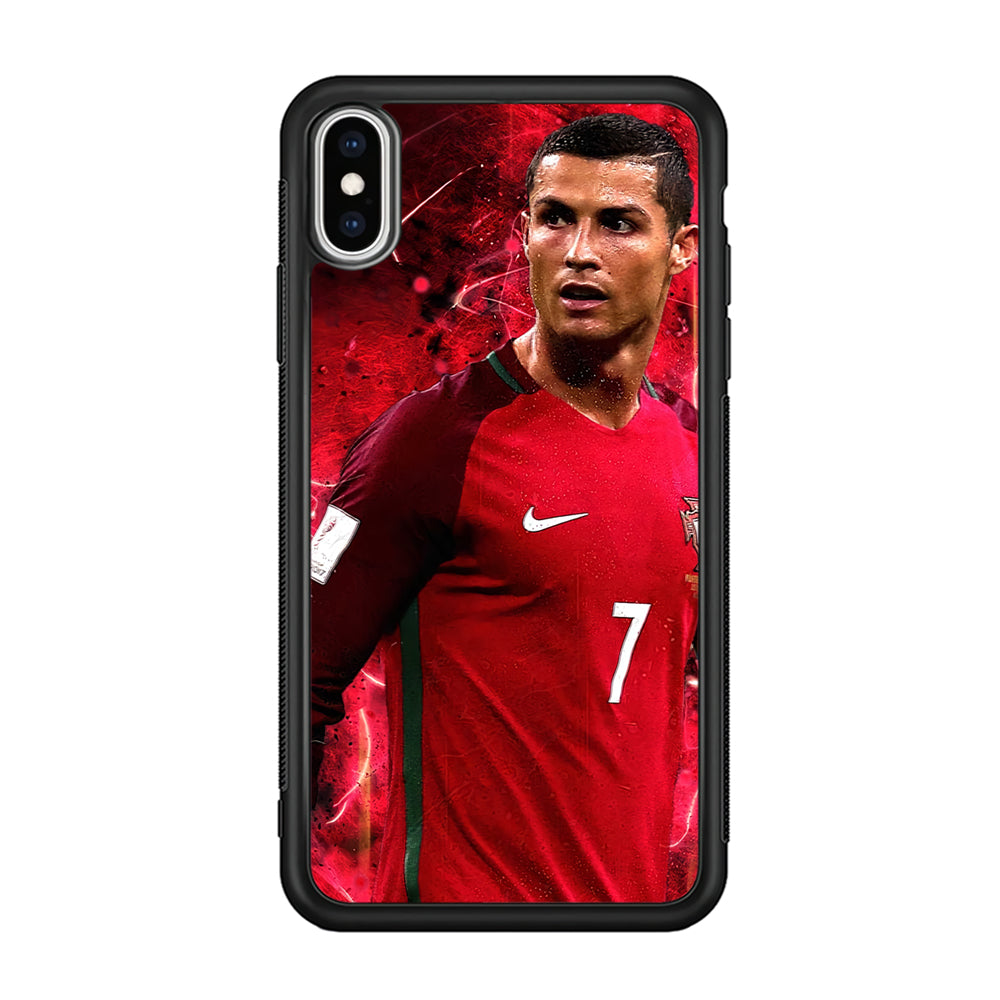 Cristiano Ronaldo Red Aesthetic iPhone Xs Case-Phone Case-Rubber Black (2D Case)-Altracase
