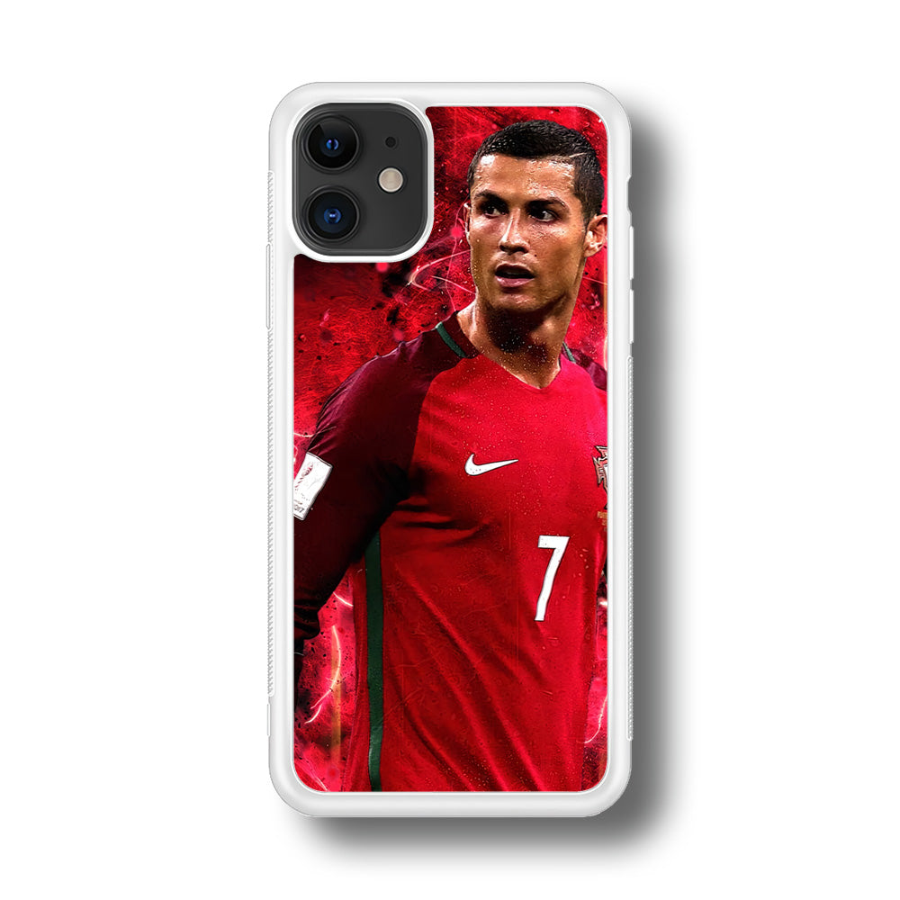 Cristiano Ronaldo Red Aesthetic iPhone 11 Case-Phone Case-Rubber White (2D Case)-Altracase