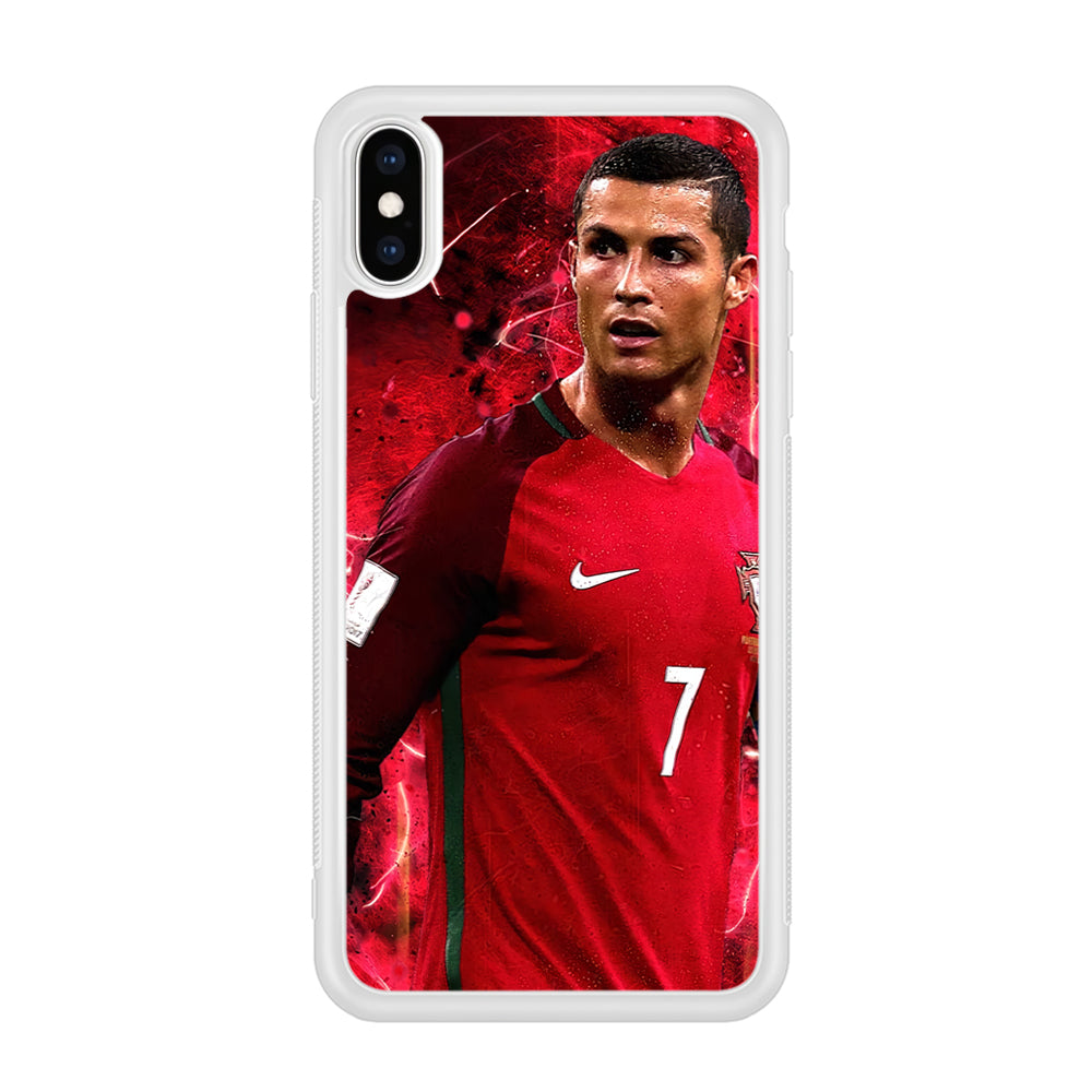 Cristiano Ronaldo Red Aesthetic iPhone Xs Case-Phone Case-Rubber White (2D Case)-Altracase