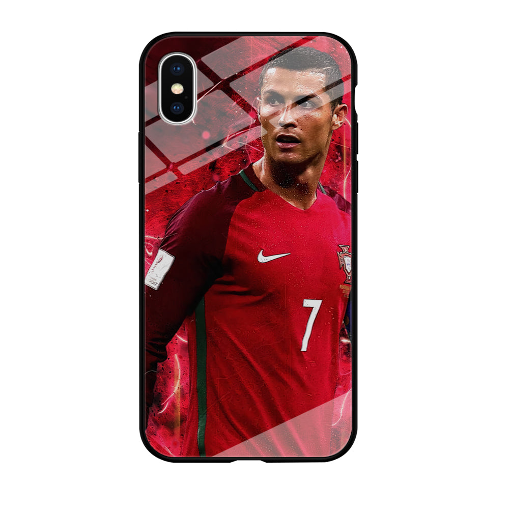 Cristiano Ronaldo Red Aesthetic iPhone Xs Case-Phone Case-Tempered Glass Case-Altracase