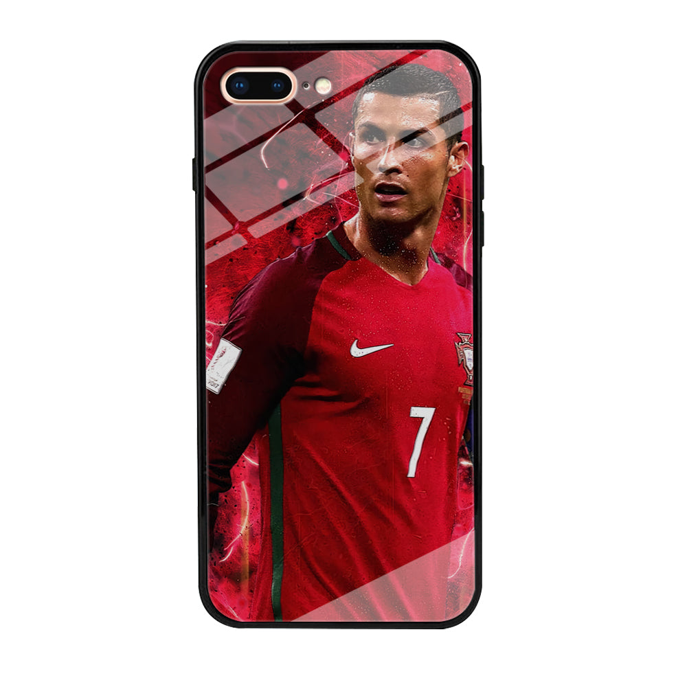 Cristiano Ronaldo Red Aesthetic iPhone 8 Plus Case-Phone Case-Tempered Glass Case-Altracase