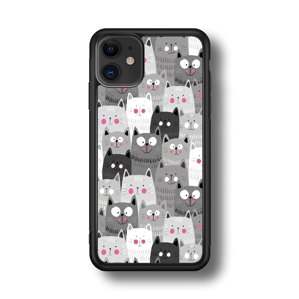 Cute Cat 001 iPhone 11 Case-Phone Case-Rubber Black (2D Case)-Altracase
