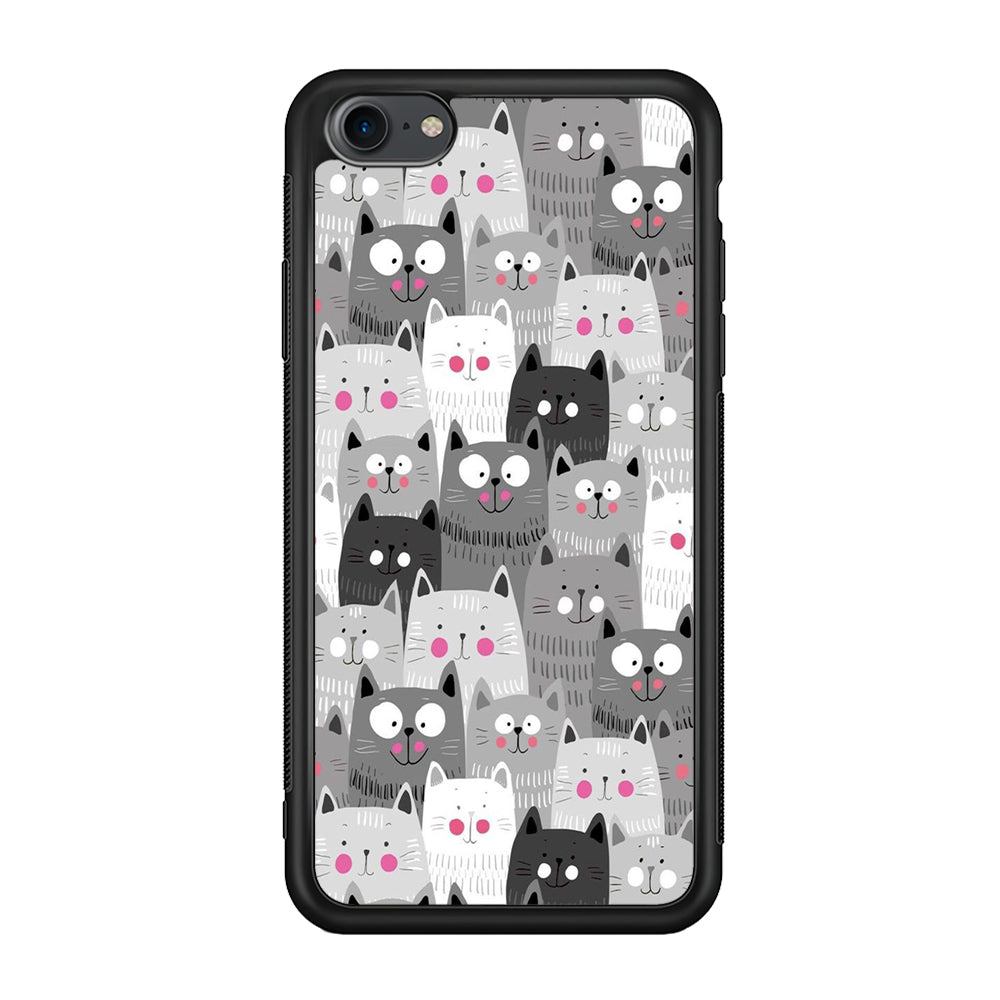 Cute Cat 001 iPhone 7 Case-Phone Case-Rubber Black (2D Case)-Altracase