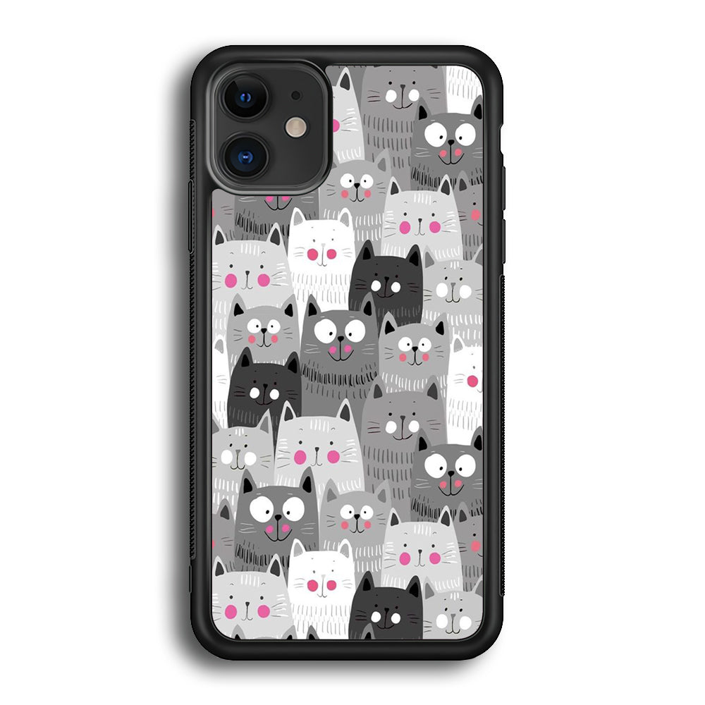 Cute Cat 001 iPhone 12 Case-Phone Case-Rubber Black (2D Case)-Altracase