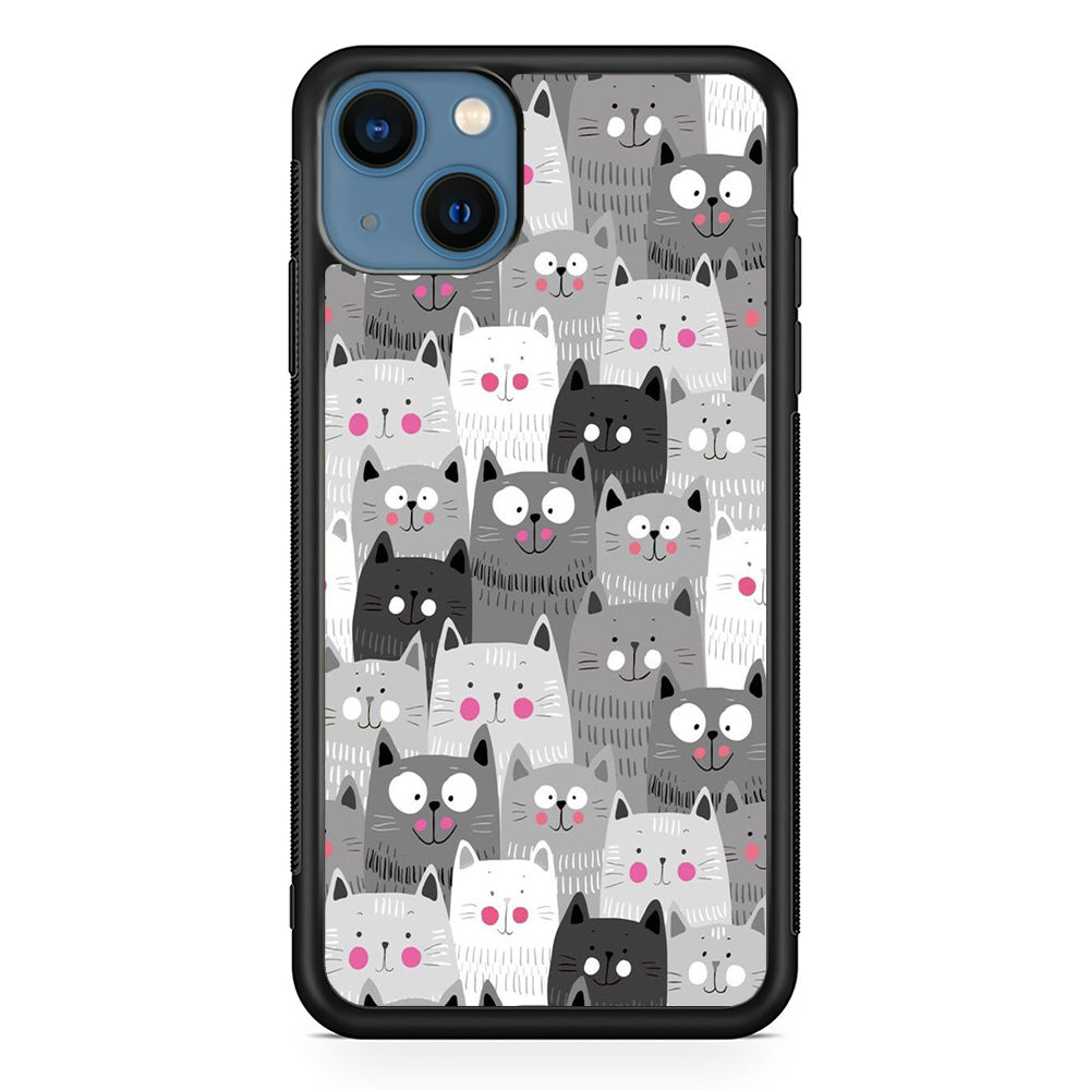 Cute Cat 001 iPhone 13 Case-Phone Case-Rubber Black (2D Case)-Altracase