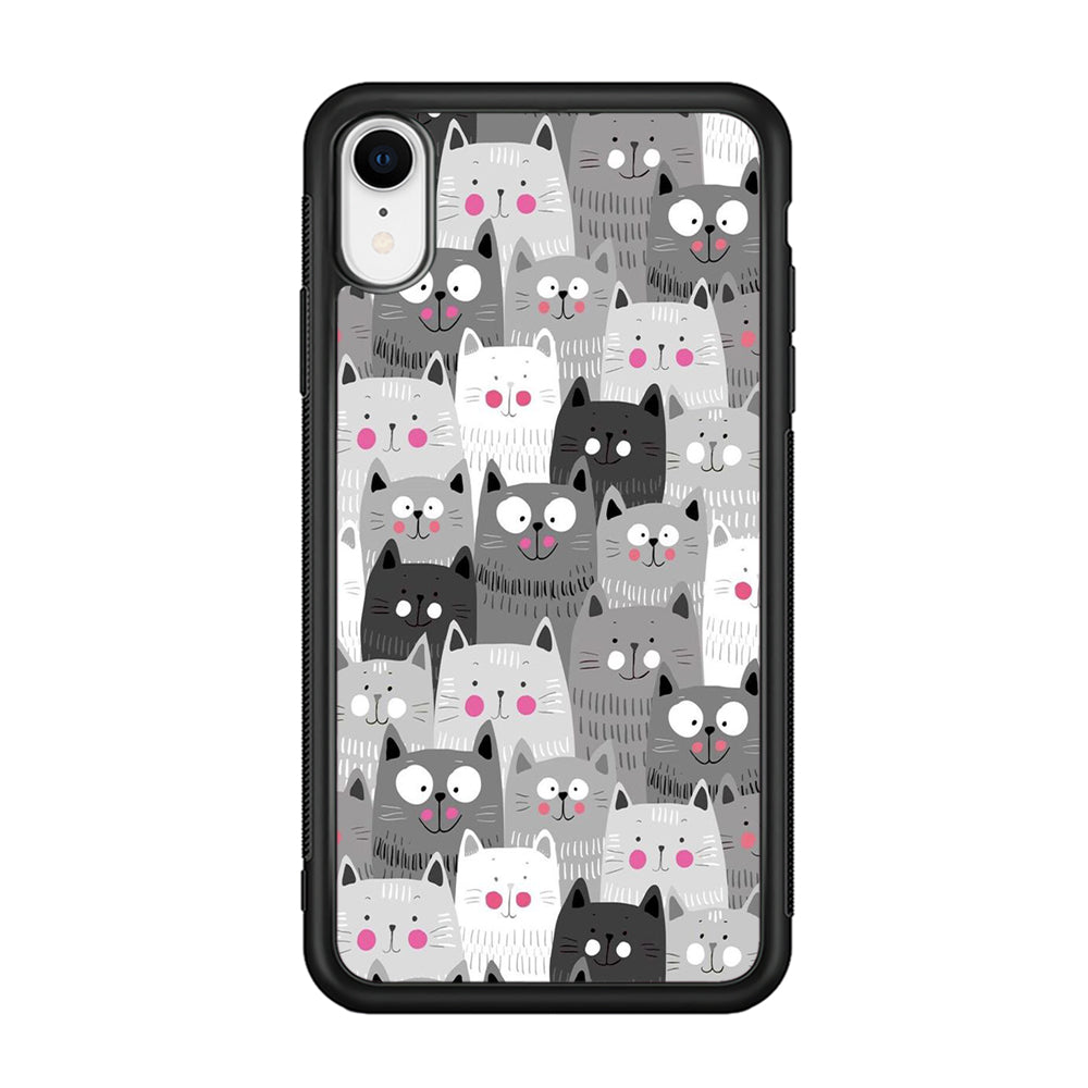 Cute Cat 001 iPhone XR Case-Phone Case-Rubber Black (2D Case)-Altracase