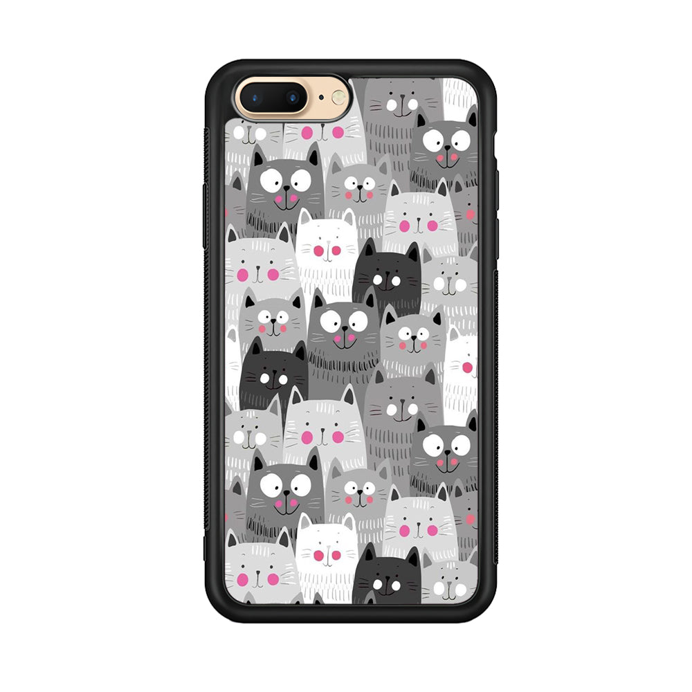 Cute Cat 001 iPhone 8 Plus Case-Phone Case-Rubber Black (2D Case)-Altracase