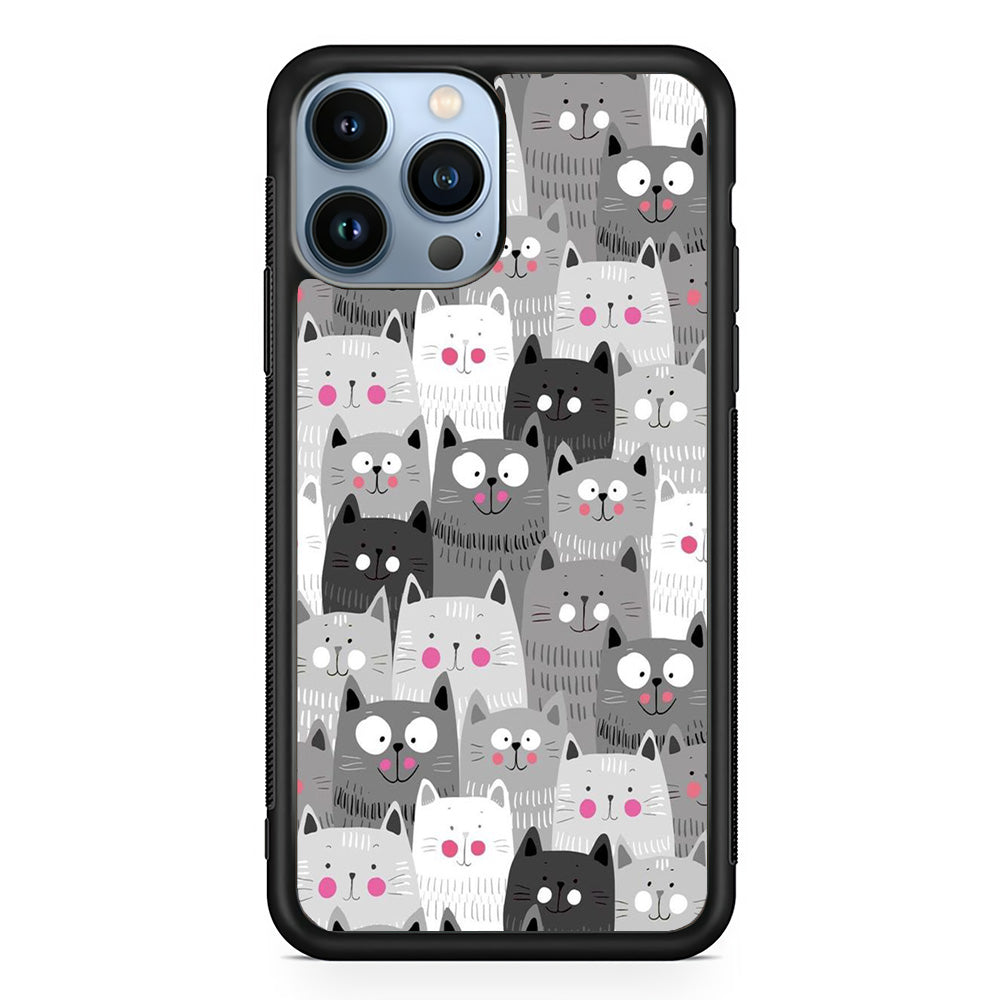 Cute Cat 001 iPhone 15 Pro Case-Phone Case-Rubber Black (2D Case)-Altracase