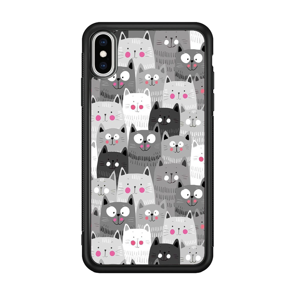 Cute Cat 001 iPhone Xs Case-Phone Case-Rubber Black (2D Case)-Altracase