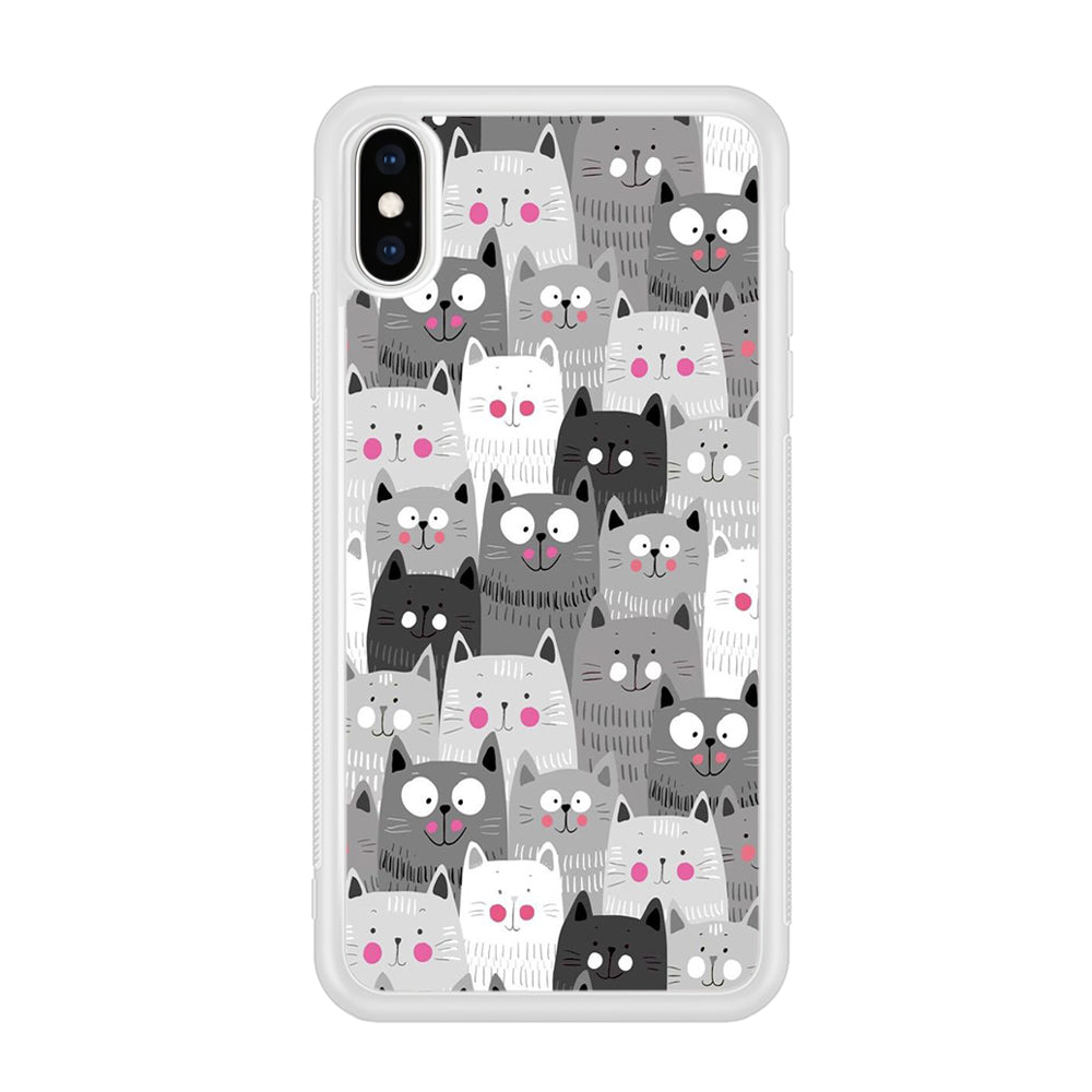 Cute Cat 001 iPhone Xs Case-Phone Case-Rubber White (2D Case)-Altracase