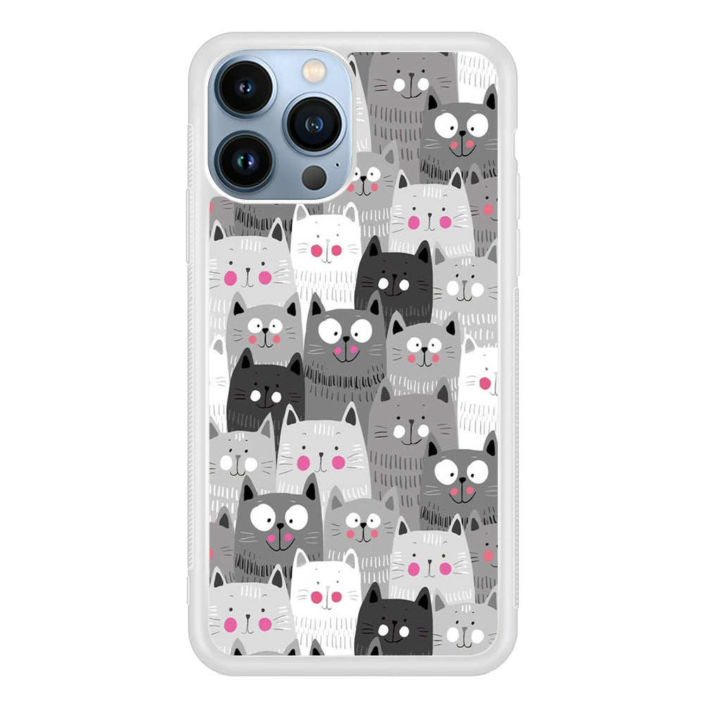 Cute Cat 001 iPhone 15 Pro Max Case-Phone Case-Rubber White (2D Case)-Altracase