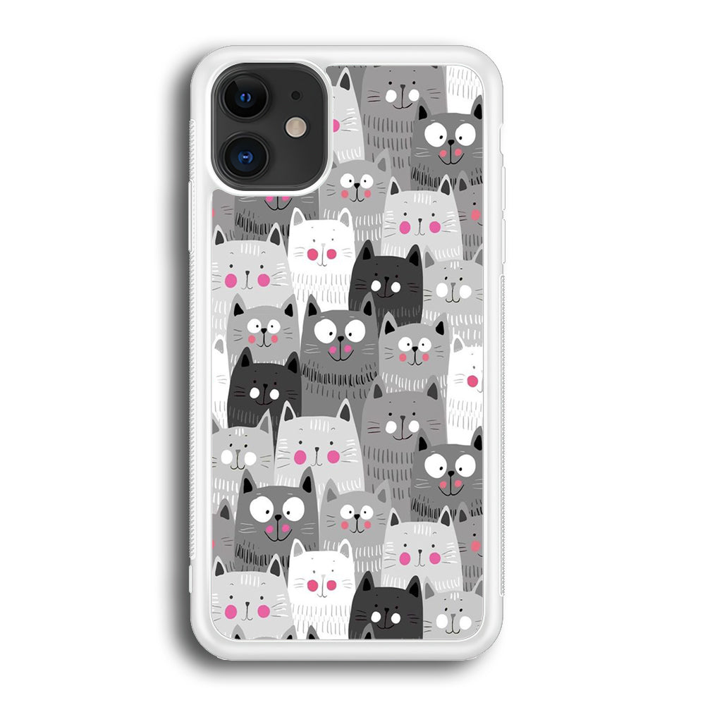 Cute Cat 001 iPhone 12 Case-Phone Case-Rubber White (2D Case)-Altracase