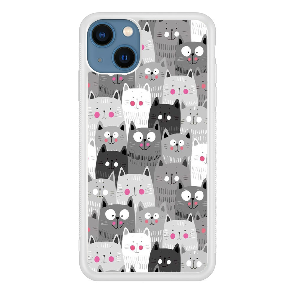 Cute Cat 001 iPhone 13 Case-Phone Case-Rubber White (2D Case)-Altracase