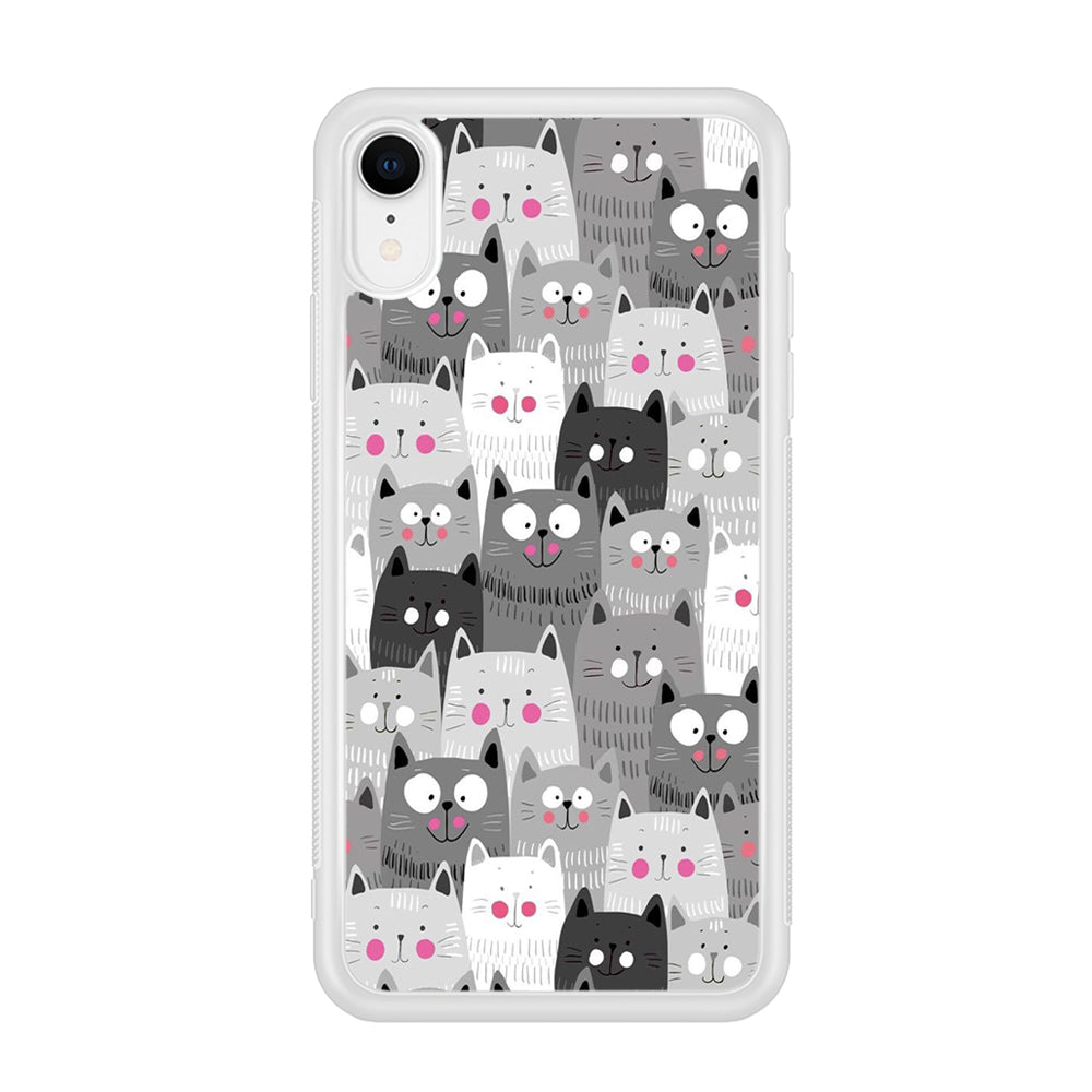 Cute Cat 001 iPhone XR Case-Phone Case-Rubber White (2D Case)-Altracase