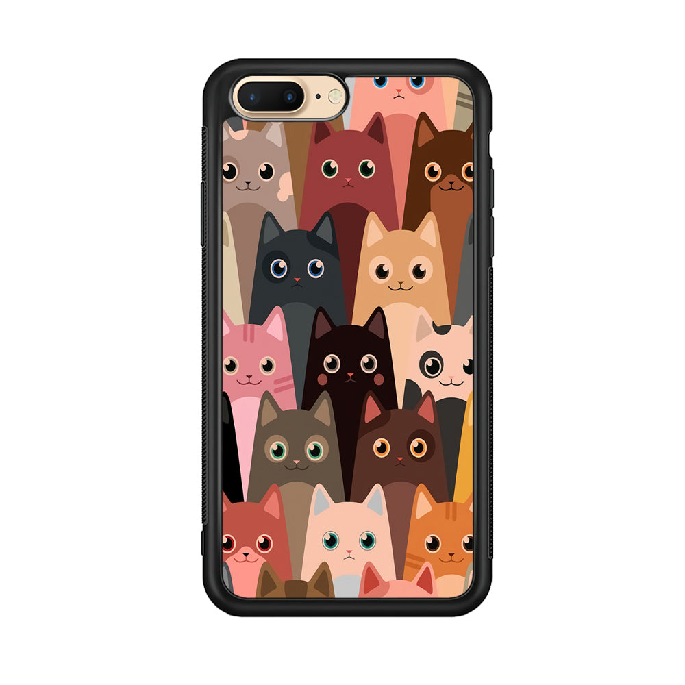 Cute Cat Doodle iPhone 8 Plus Case-Phone Case-Rubber Black (2D Case)-Altracase
