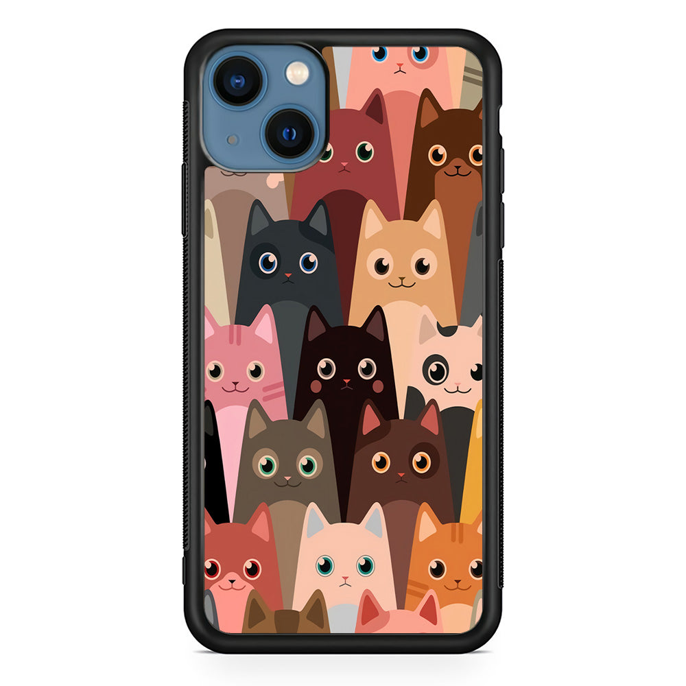 Cute Cat Doodle iPhone 13 Case-Phone Case-Rubber Black (2D Case)-Altracase
