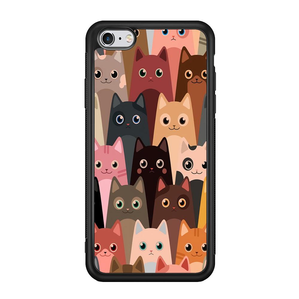 Cute Cat Doodle iPhone 6 | 6s Case-Phone Case-Rubber Black (2D Case)-Altracase