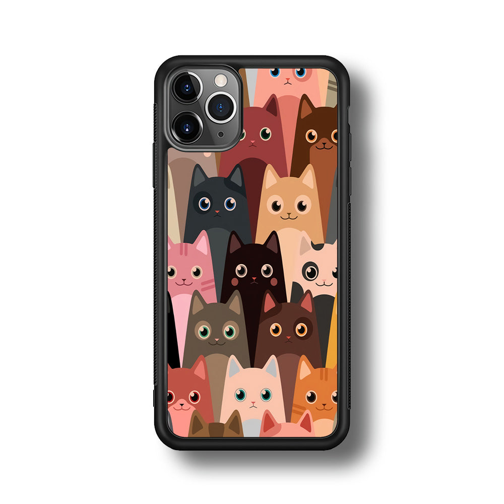 Cute Cat Doodle iPhone 11 Pro Max Case-Phone Case-Rubber Black (2D Case)-Altracase