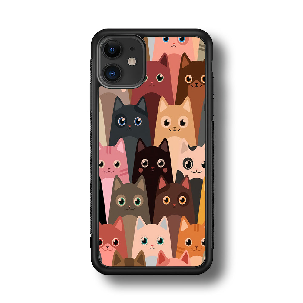 Cute Cat Doodle iPhone 11 Case-Phone Case-Rubber Black (2D Case)-Altracase