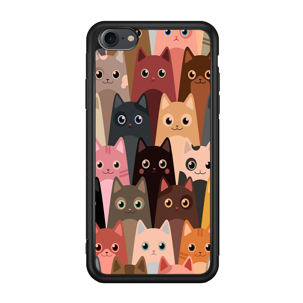 Cute Cat Doodle iPhone 7 Case-Phone Case-Rubber Black (2D Case)-Altracase