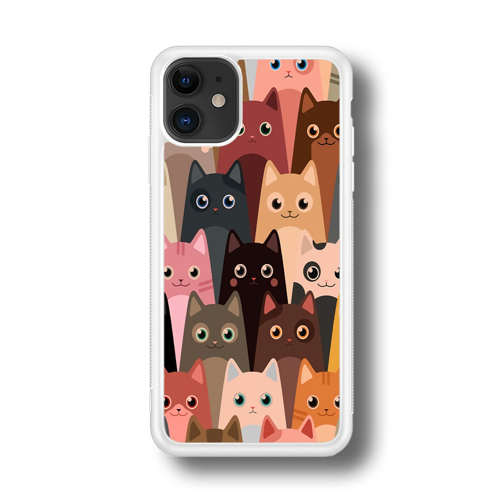Cute Cat Doodle iPhone 11 Case-Phone Case-Rubber White (2D Case)-Altracase
