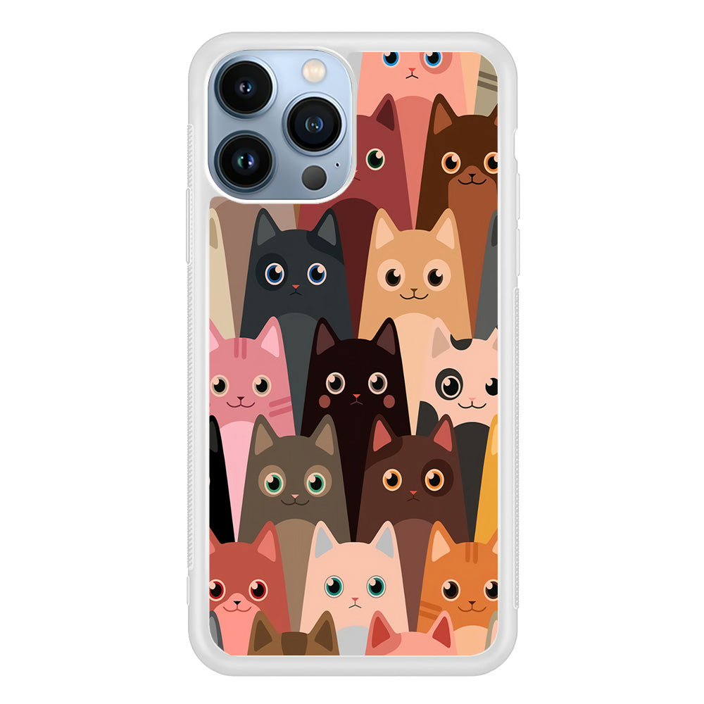 Cute Cat Doodle iPhone 15 Pro Max Case-Phone Case-Rubber White (2D Case)-Altracase