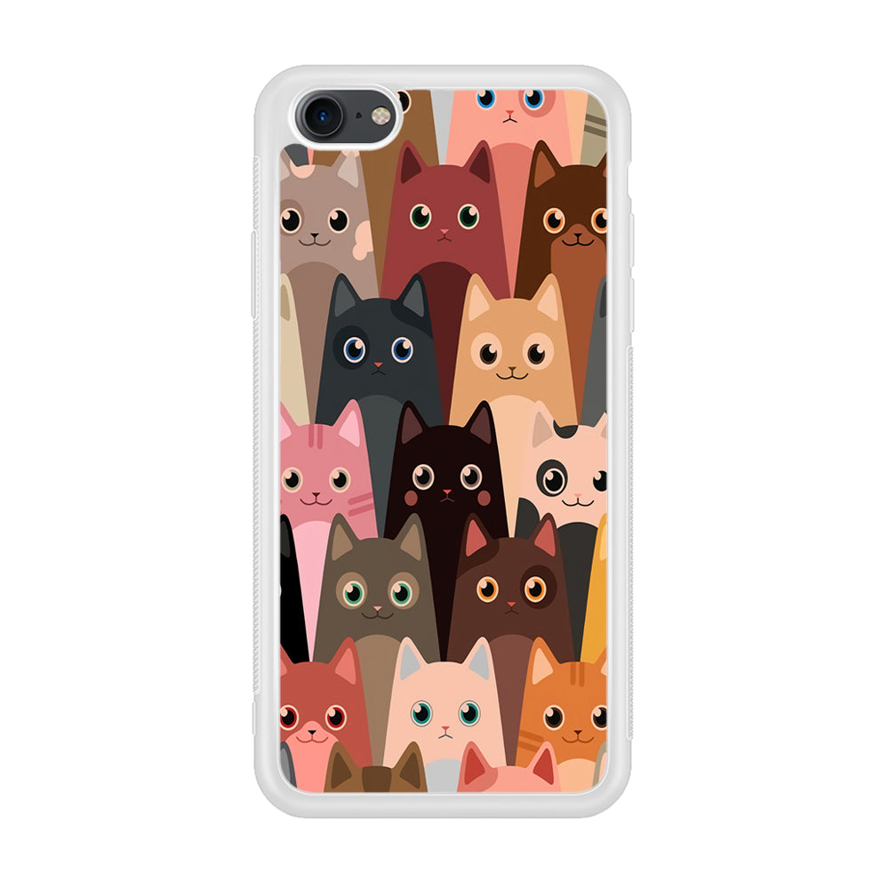 Cute Cat Doodle iPhone 7 Case-Phone Case-Rubber White (2D Case)-Altracase
