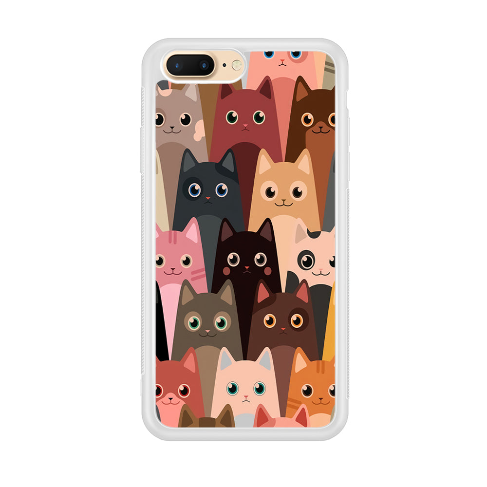 Cute Cat Doodle iPhone 8 Plus Case-Phone Case-Rubber White (2D Case)-Altracase