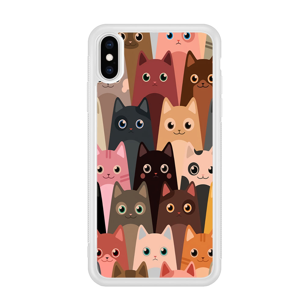 Cute Cat Doodle iPhone Xs Case-Phone Case-Rubber White (2D Case)-Altracase